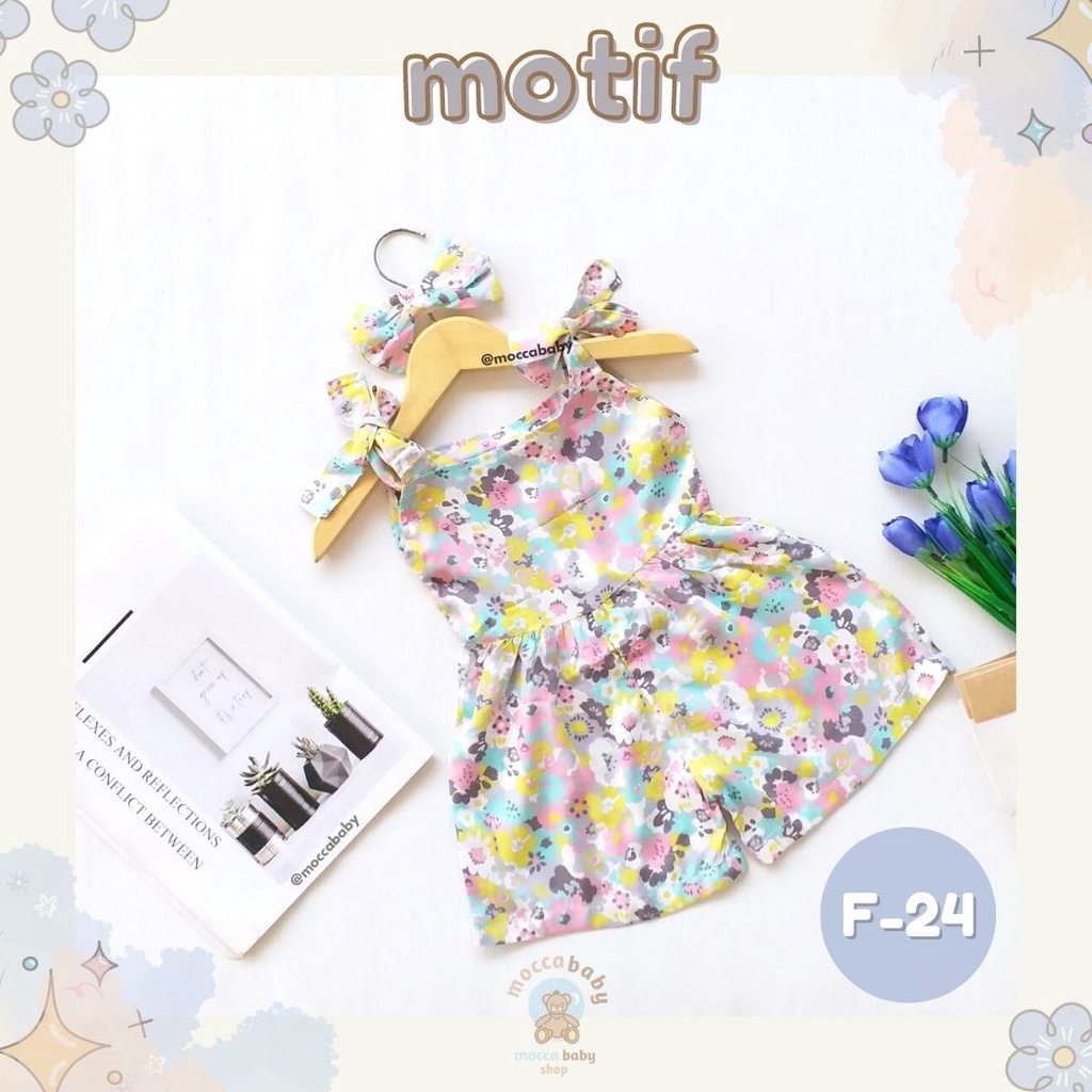 MBSS - BBB JUMPSUIT HANA setelan anak perempuan jumper bayi motif bunga lucu free headband PART 1