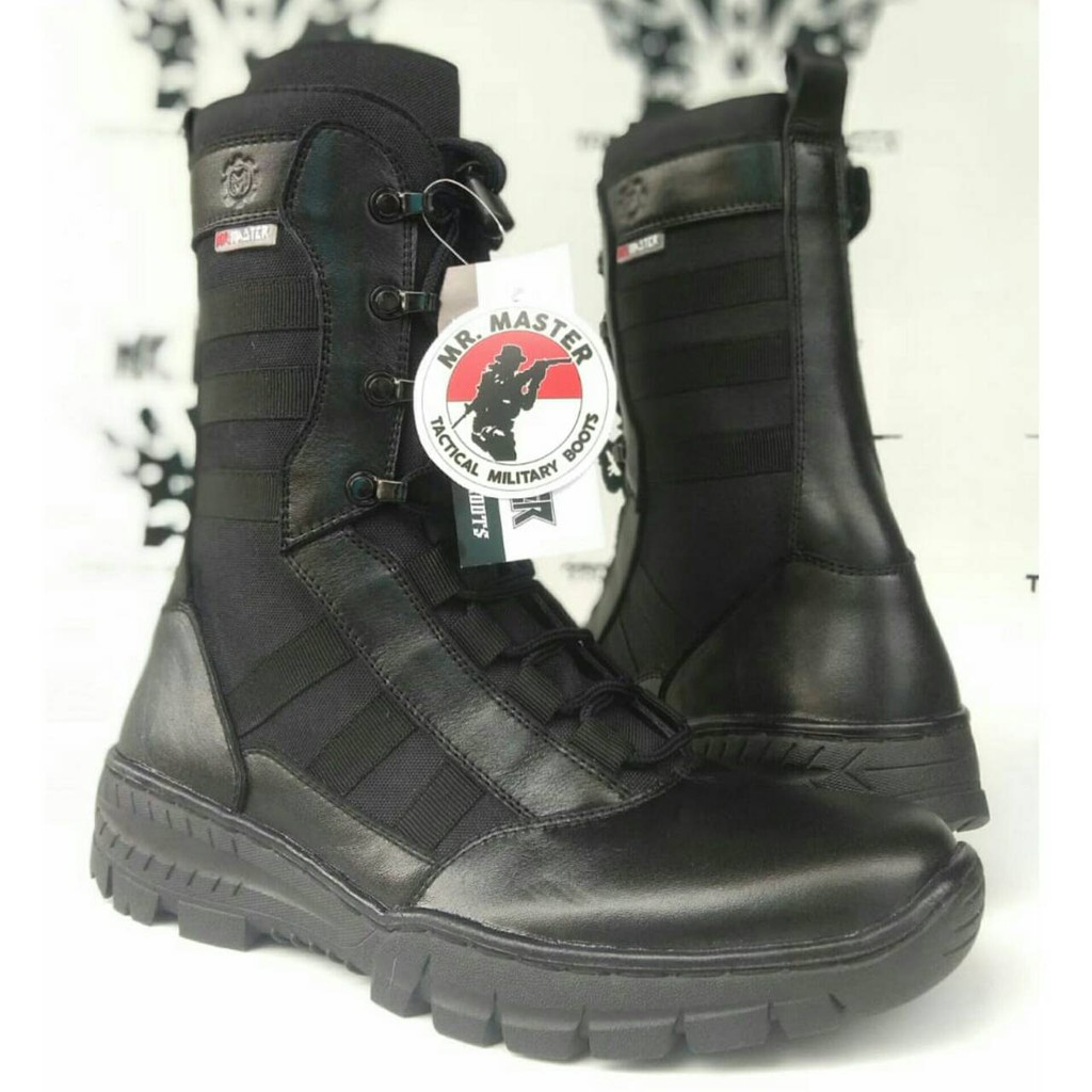 Sepatu PDL Kulit Asli Merk MR MASTER Sepatu PDL Tni Polri Security Satpam Sepatu Boots Pria Kulit