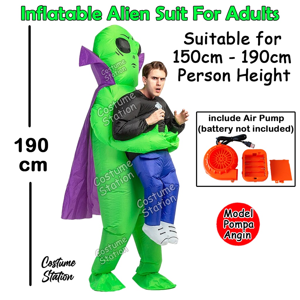 Kostum Alien Vampire Abduction / Costume UFO Ghost Hantu Halloween Inflatable pompa angin dewasa