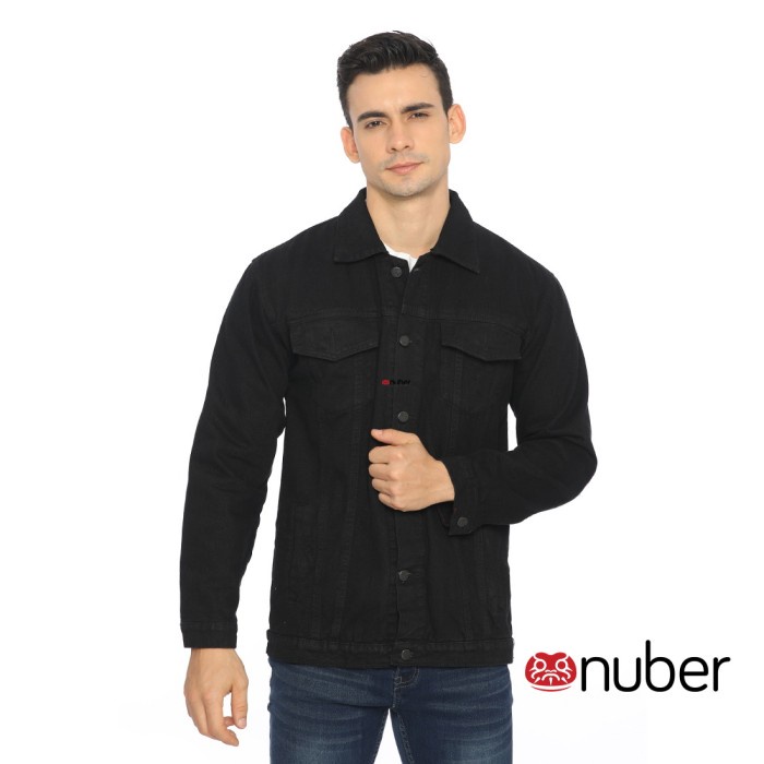 Nuber Jaket Jeans Pria Bahan Tebal One Size Black - Amber - all size