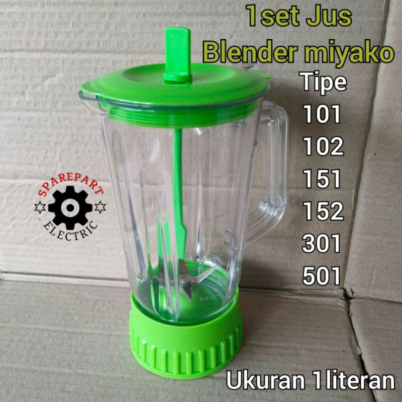 PROMO 1SET PISAU + GELAS JUS JUMBO 1,5 LITER BLENDER MIYAKO ORIGINAL HIJAU ORI