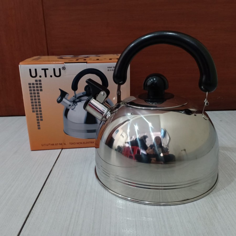 TEKO BUNYI SIUL U.T.U KETTLE CERET 3 LITER UTU HK-07 STAINLESS STEEL