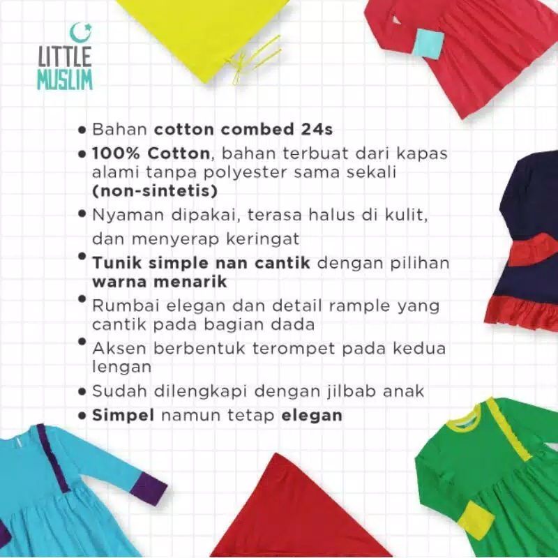 Tunik anak perempuan free jilbab Little Muslim By Afrakids