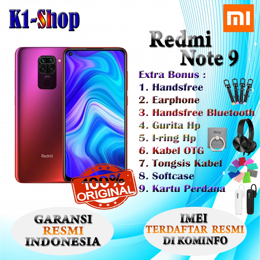 HP XIAOMI REDMI NOTE 9 RAM 4/64GB & RAM 6/128GB GARANSI RESMI XIAOMI INDONESIA