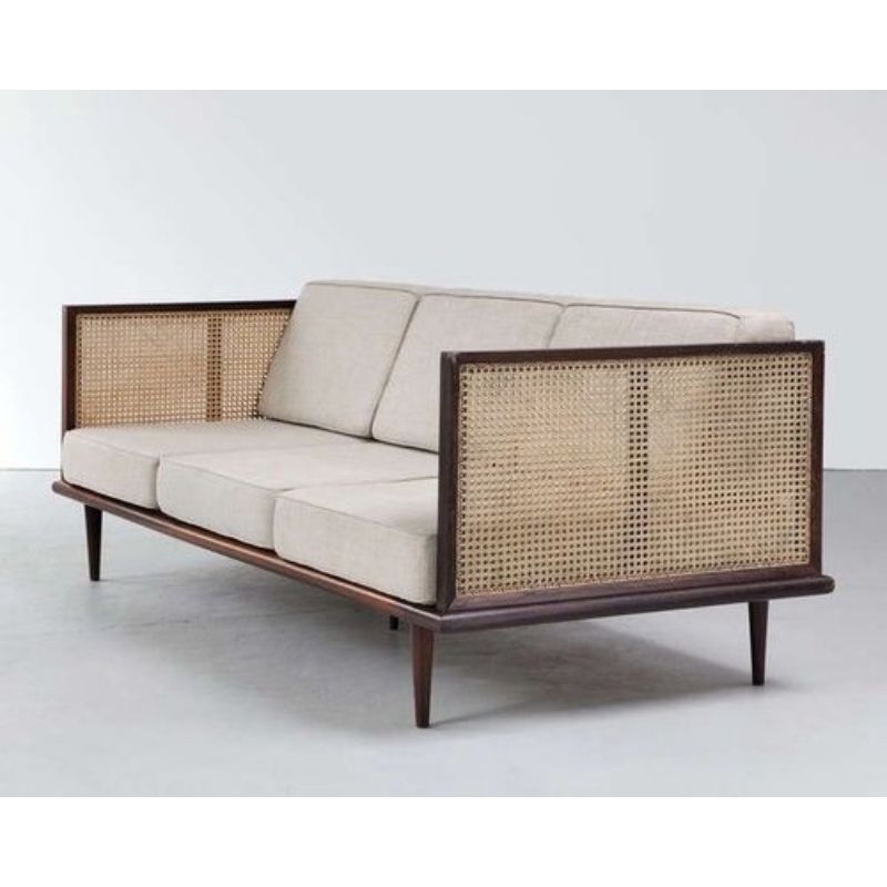 Kursi Bangku Kayu Jati / Bangku Sofa Rotan / Kursi Bangku Rotan Dudukan Busa / Bangku Modren