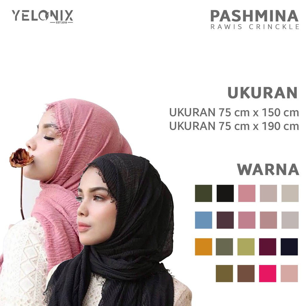 Pashmina Rawis Hijab Crinkle Arabic Kerudung turki malaysia Negro Shawl - Yelonix