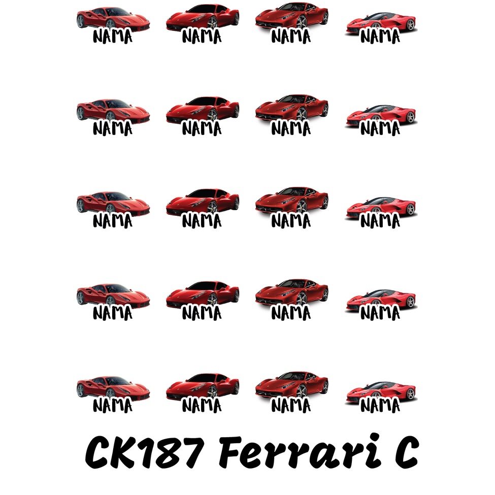 

Sticker Nama Cutting Label Waterproof Tahan Air Ferrari C (CK187)