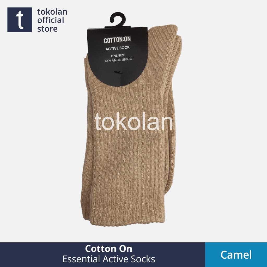 Kaos Kaki Panjang Cotton On Essential Active Socks - Camel