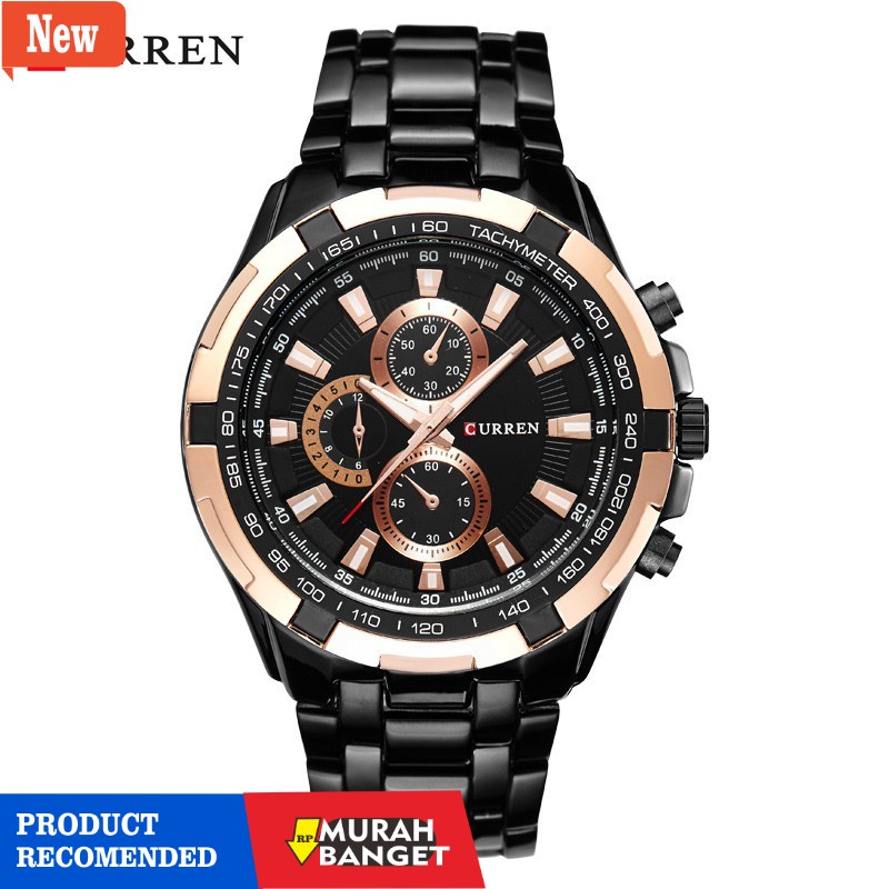 Jam analog pria terbaik- CURREN 8023 Jam Tangan Pria Analog Stainless Steel Chronograph Tidak Aktif 