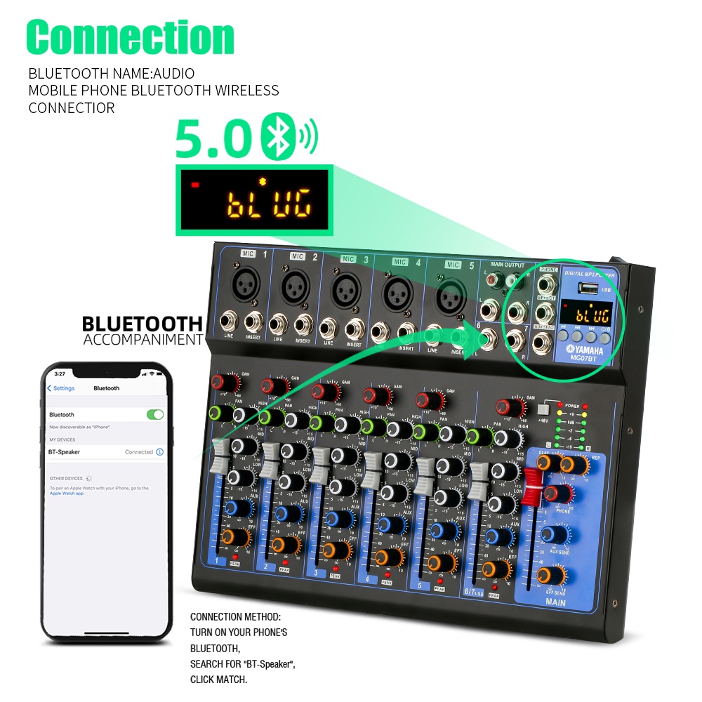 AUDIO MIXER  mixer profesional 4-channel/7-channel MG07BT/MG04BT mixer Penguat sinyal USB Penguat KTV Penguat kinerja panggung Penguat kinerja panggung