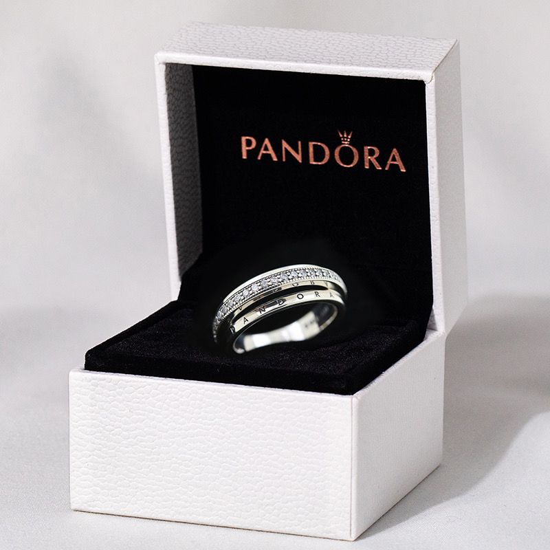 Pandora Cincin 925 Silver Desain Logo Aksen Berlian Untuk Wanita