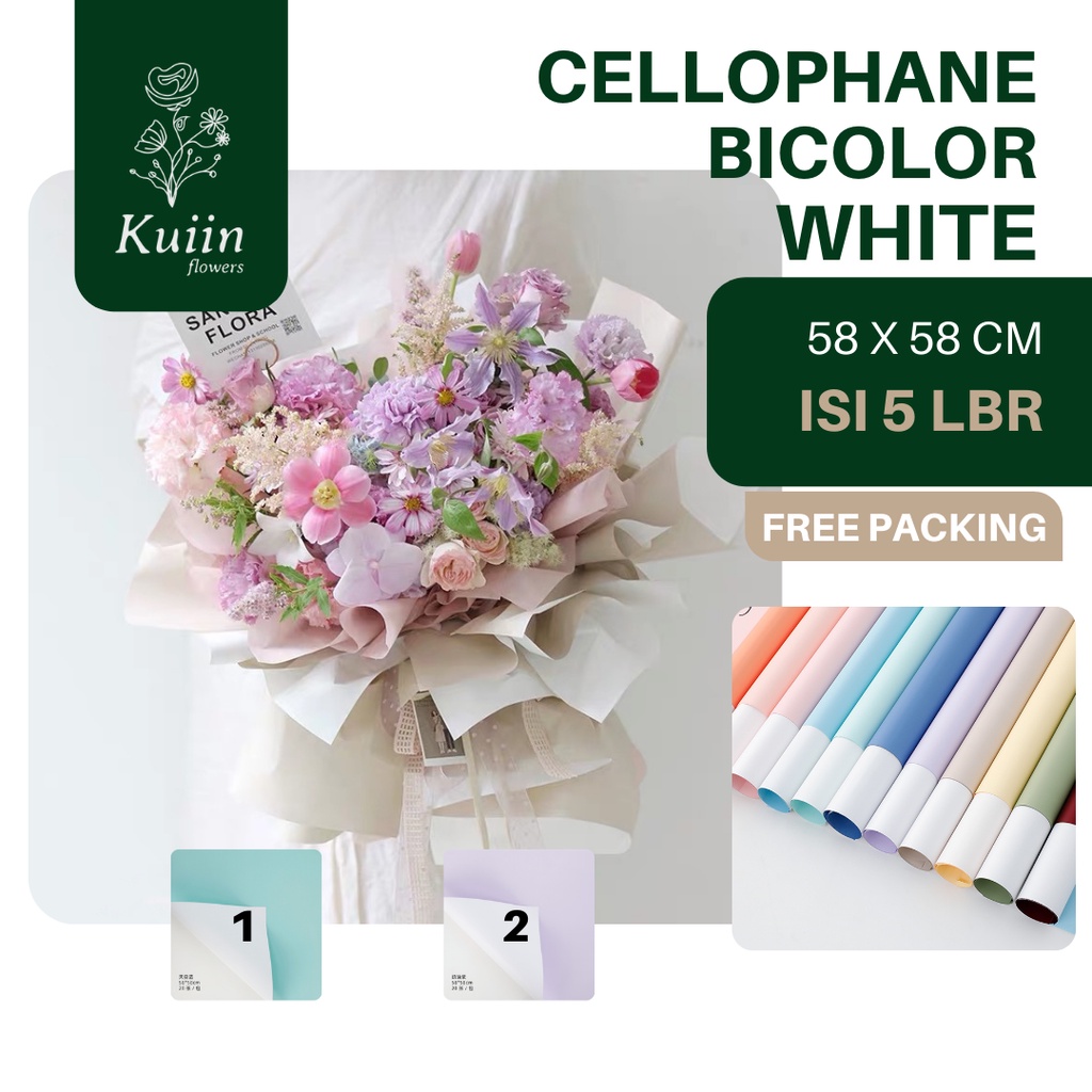 

CELLOPHANE BICOLOR WHITE [5 LEMBAR] | Flower Wrapping Paper | Kertas Bungkus Bunga | Kertas Buket Bouquet | Korean Florist