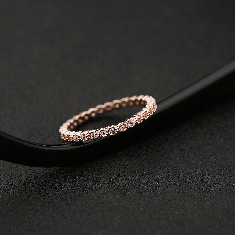 Pandora Cincin 14K Rose Gold 14K Hias Berlian Zirconia Kubik Dengan Kotak Untuk Pernikahan