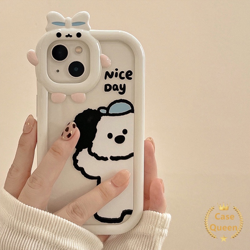 Bow-knot Monster Lens Case OPPO A17 A7 A5S A12 A3S A12E A53 A74 A95 A16K A16E A52 A92 A96 A76 Reno 5 5F 4F 7 A5 A15 A17K A15s A54 A57 2022 A9 A16 A31 A55 A16sPuppy Dog Lembut Sarung Cover Sarung