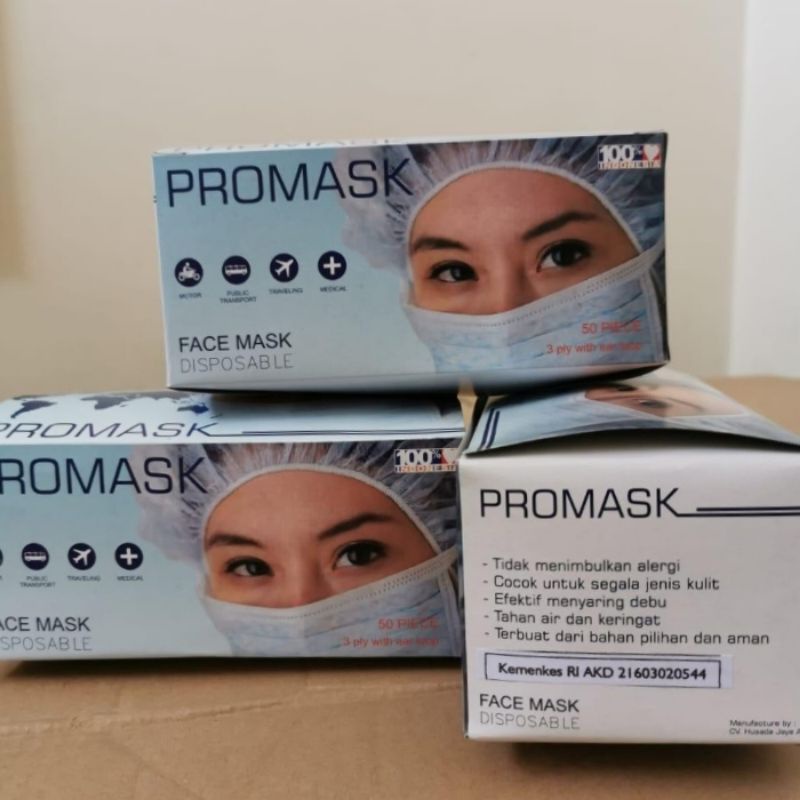 Masker Medis 3PLY PROMASK 1 Box Isi 50PCS