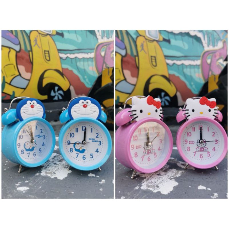 jam weker polos kring berdering nyaring/angka timbul/full colour unik-Ramdon