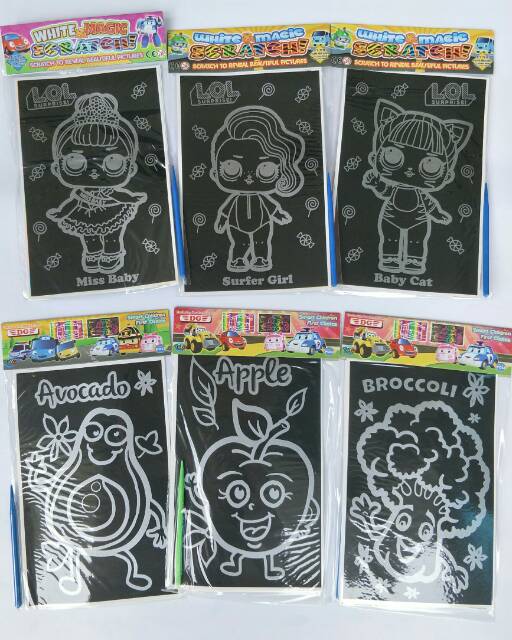 Magic Colouring Black &amp; White Gambar Karakter Mainan Mewarnai Anak dengan Menggosok Kertas