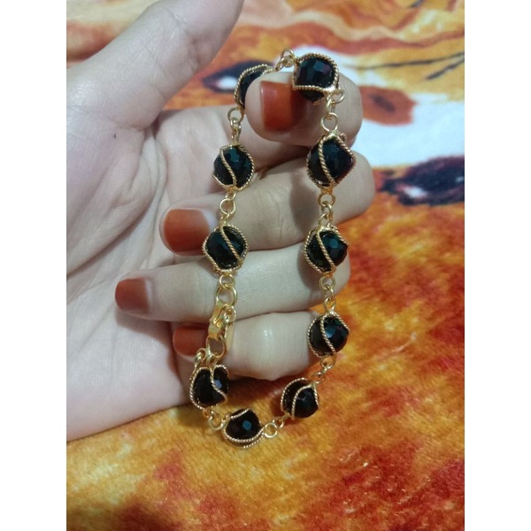 GELANG MUTIARA HITAM GELANG LAPIS EMAS