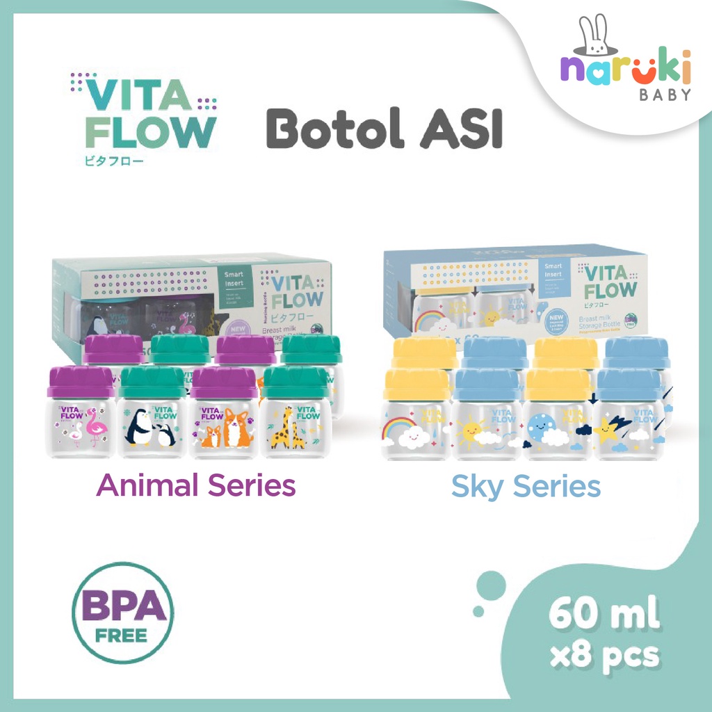 Vitaflow Botol ASI 3in1 PP 60ml isi 8 pcs Botol ASI Vita Flow
