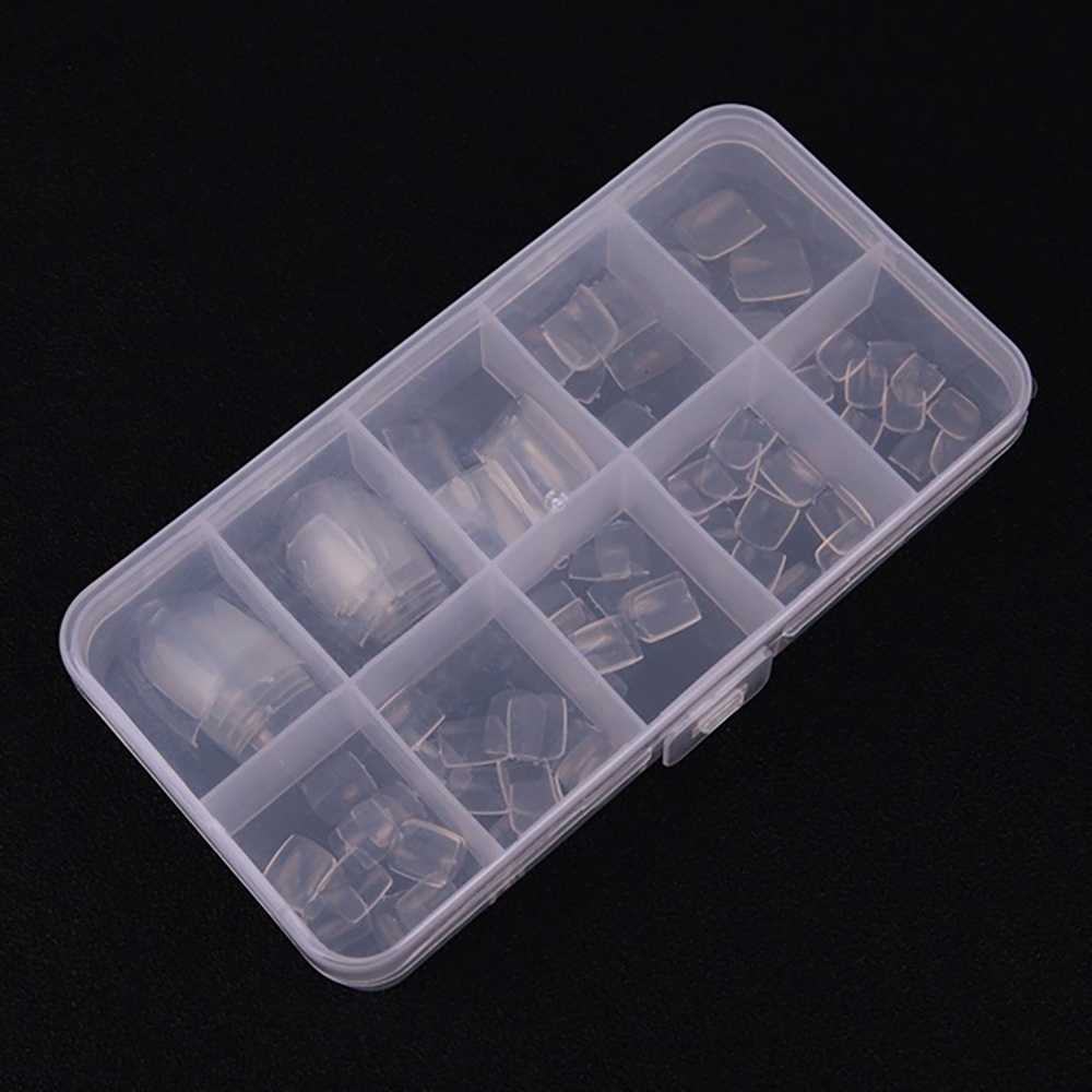 Mxbeauty 100pcs / Set Kuku Kaki Palsu Akrilik Full Cover Warna Putih Untuk Nail Art / Manicure