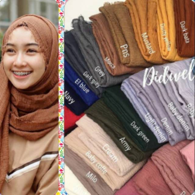 20 Koleski Terbaru Jilbab  Pashmina Crinkle  Warna  Army  