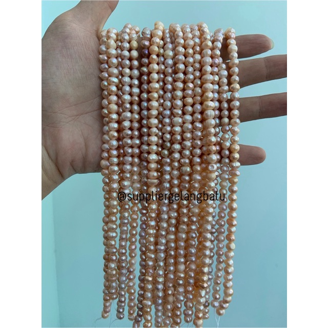 Bahan Mutiara Air Tawar Barok LAVENDER 4 x 6mm Bulat baroque pearl