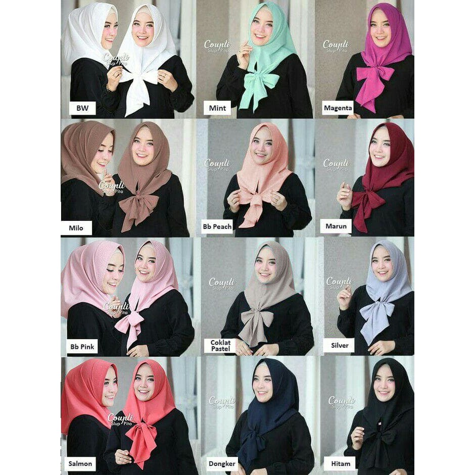 Jilbab / Hijab Instan Coupli Slup Pita - Putih Tulang Diskon