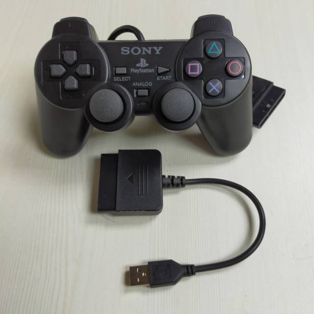 CONVERTER SINGLE + STIK PS2 GETAR HITAM