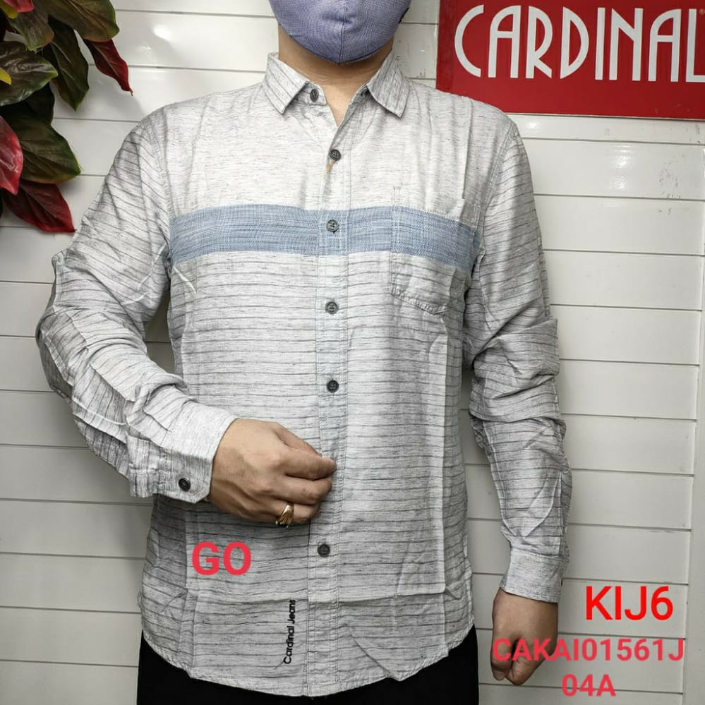 gos KIJ CARDINAL KEMEJA SLIMFIT Pakaian Atasan Pria Hem Casual Santai Motif Original Lengan Panjang