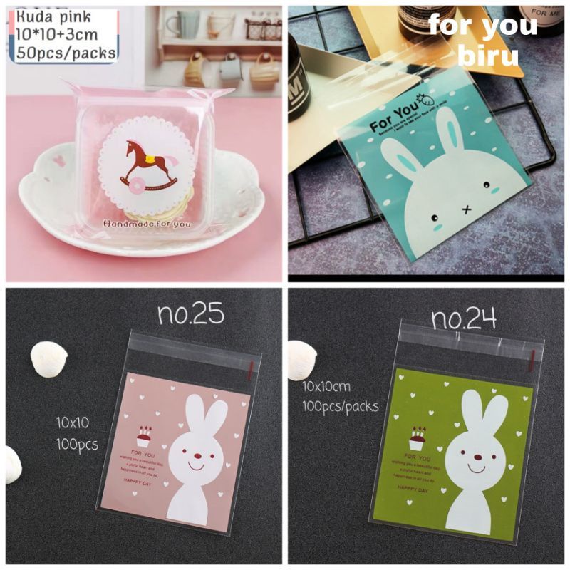 Plastik cookies 10x10 cocok buat isi permen/ cookies/ PIA/KUE GABIN isi 100pcs