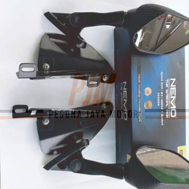 Paket Spion Nmax New 2020 Model R25 Tangkai Tanggung Nemo + Breket Serpo &amp; Baut Anti Jebol