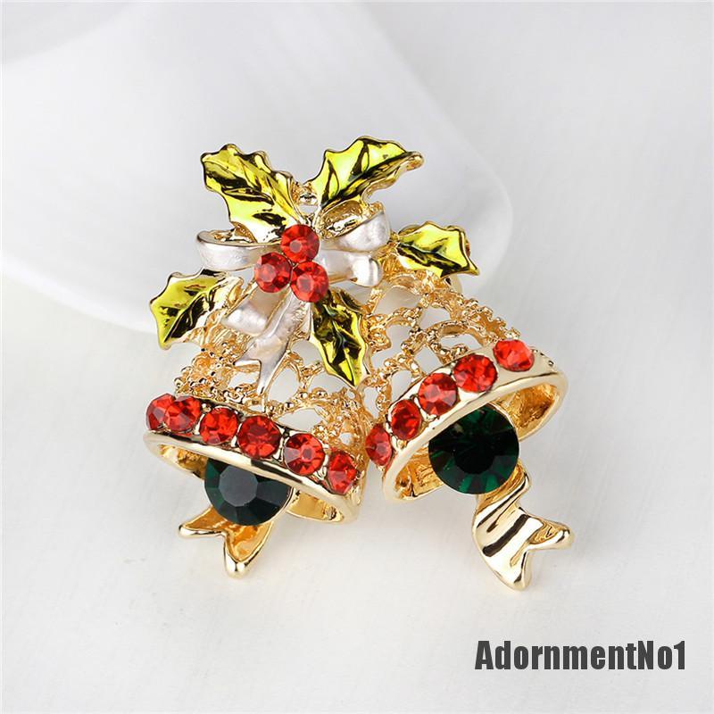 (Adornmentno1) Bros Pin Desain Lonceng Natal Hias Kristal