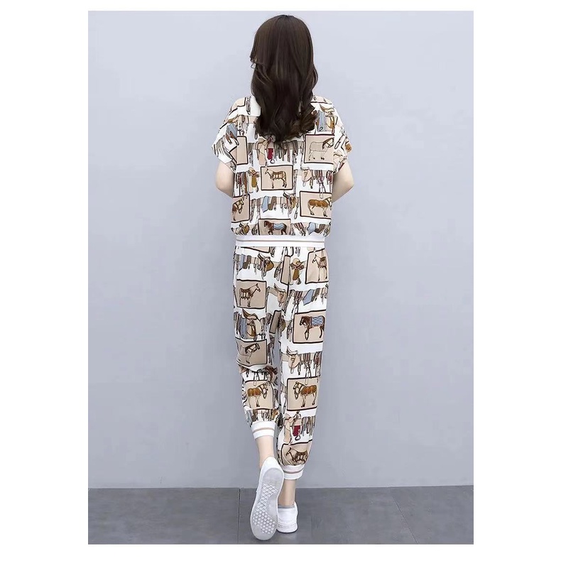 b039, import Setelan Animal Kuda Cantik baju set wanita import fashion keren