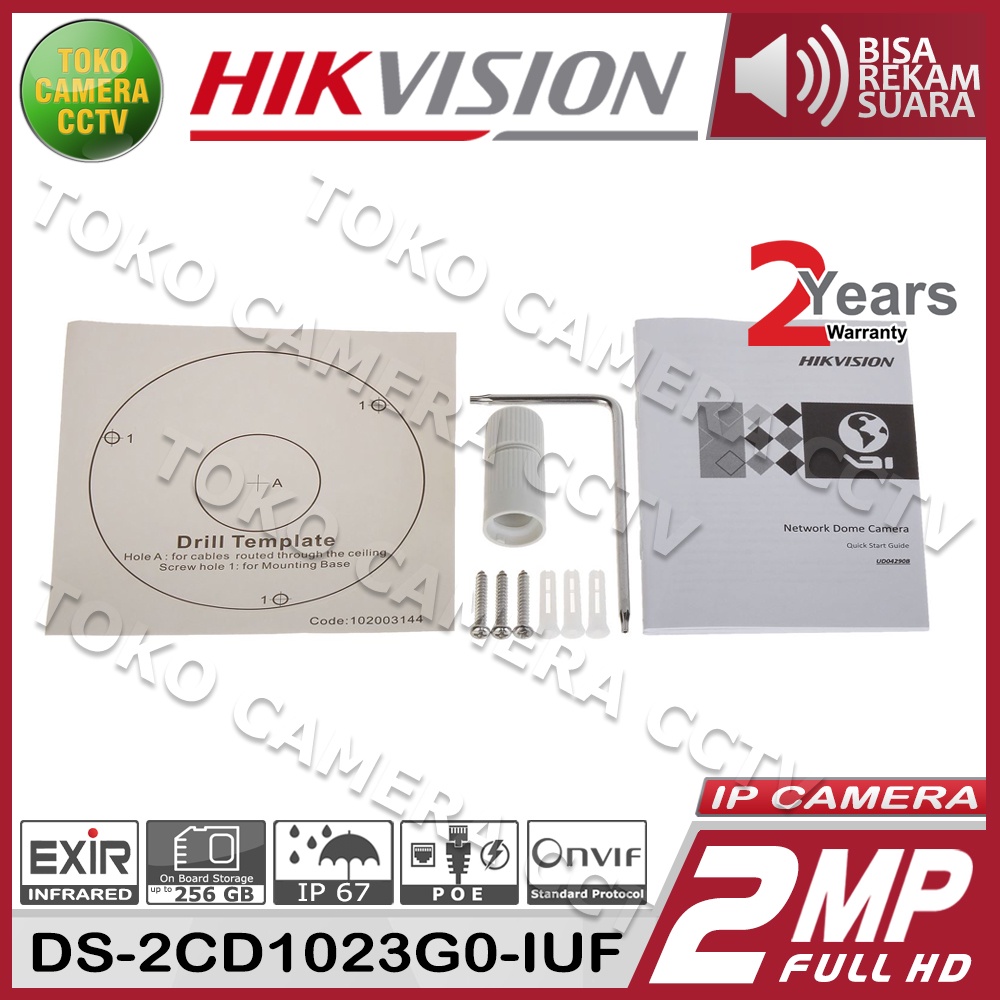 IP CAMERA 2MP HIKVISION DS-2CD1023G0-IUF MIC AUDIO