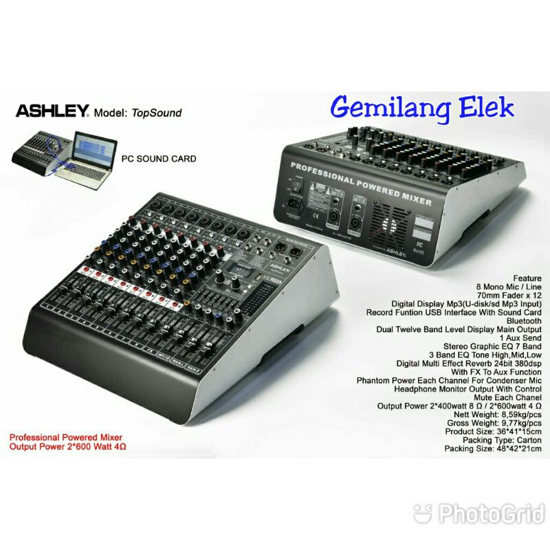 Power Mixer ASHLEY TOPSOUND ( 8 channel ) Original Garansi