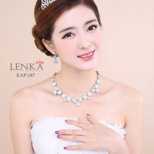 [PALING LARIS] WEDDING SET AKSES  ORIS PESTA PENGANTIN BRIDAL BUNGA SILVER KAP017