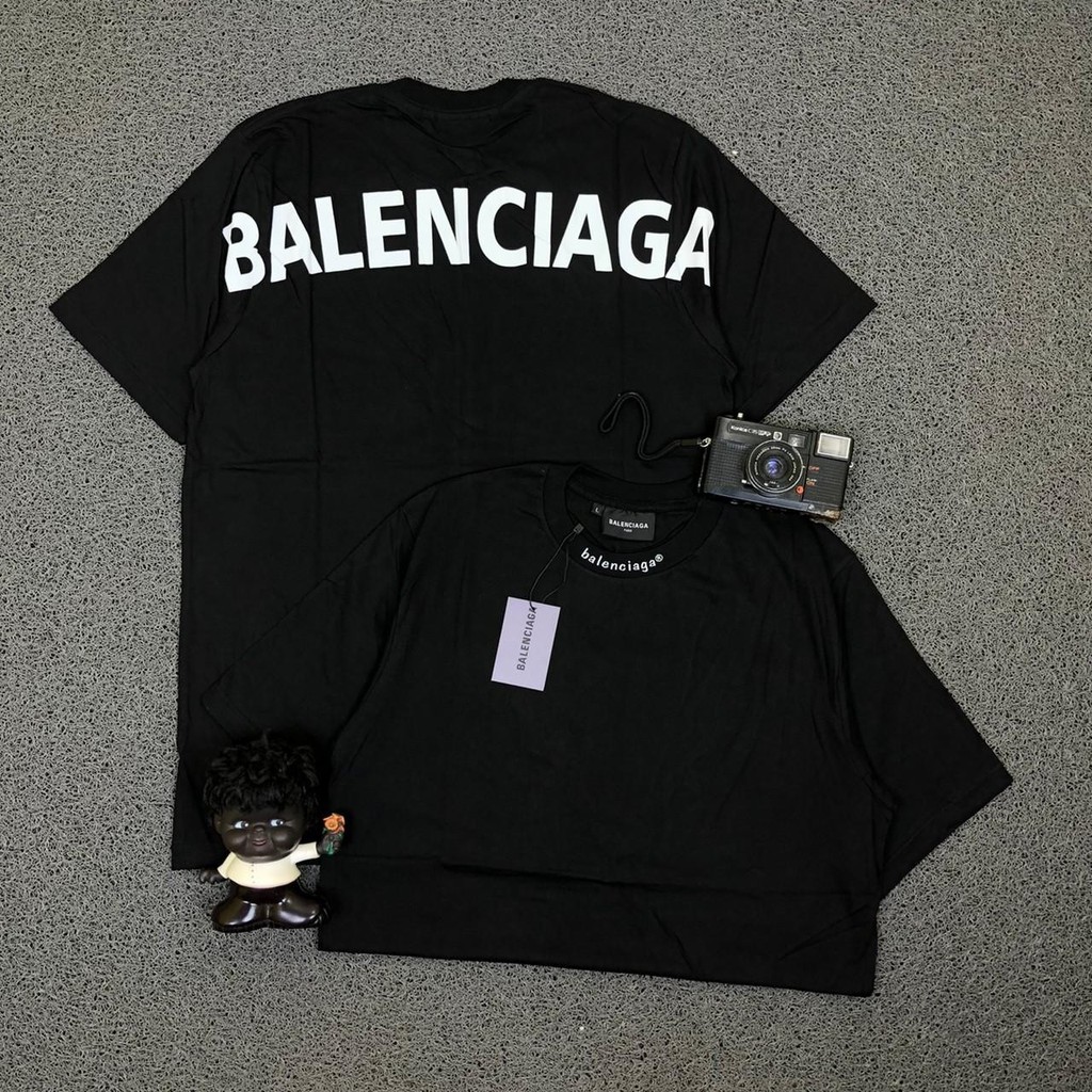 T SHIRT KAOS BALENCIAGA BACK FONT LOGO HITAM AUTHENTIC PREMIUM BESTSELLER