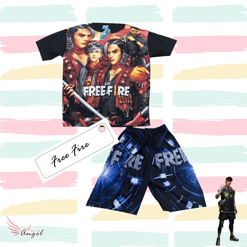 Setelan Baju Anak laki laki FF 2-13tahun karakter free fire bahan katun 100% baju anak sablonan-8