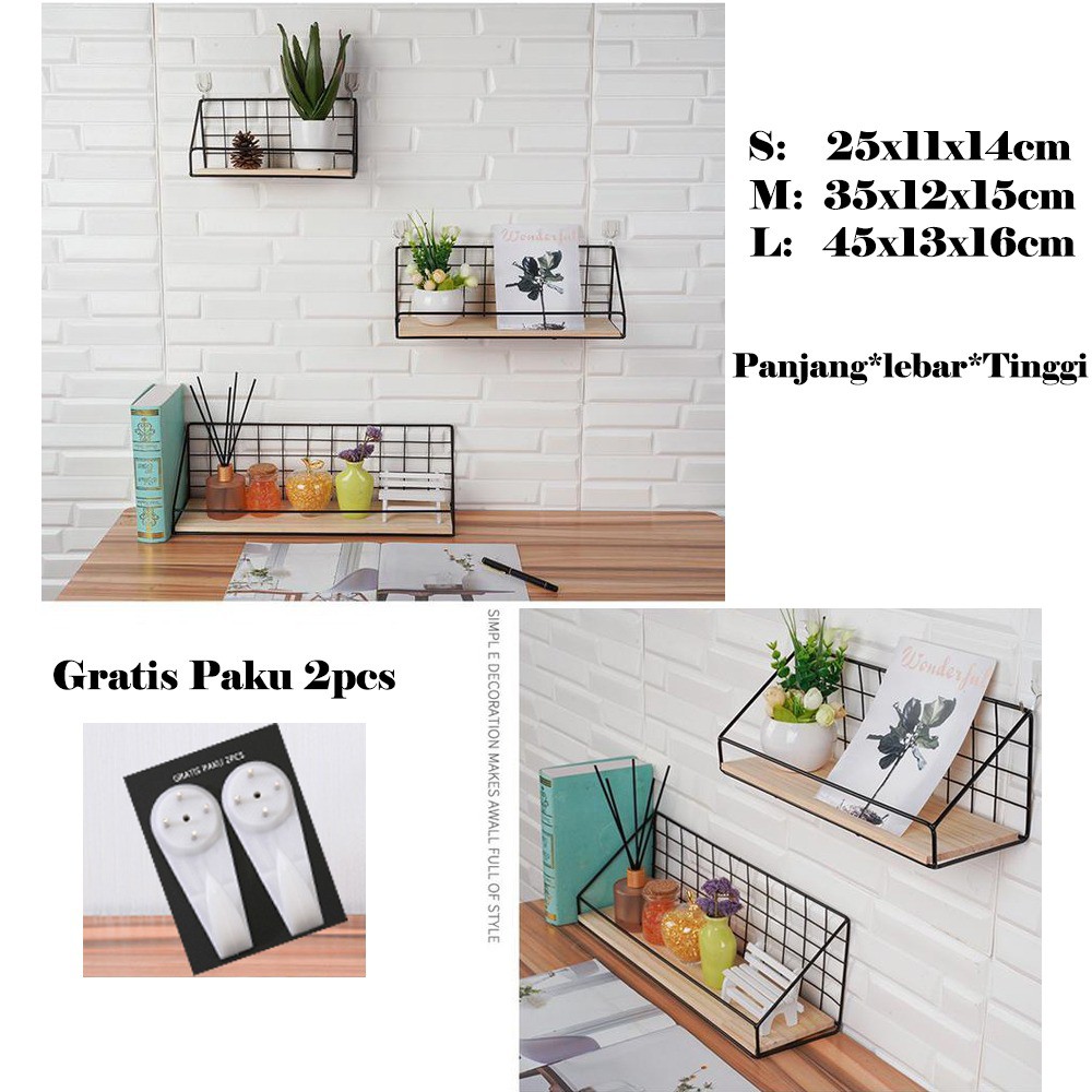 Rak Gantung Dinding Minimalis Tempel HITAM &amp; PUTIH- Hanging Organizer Rack