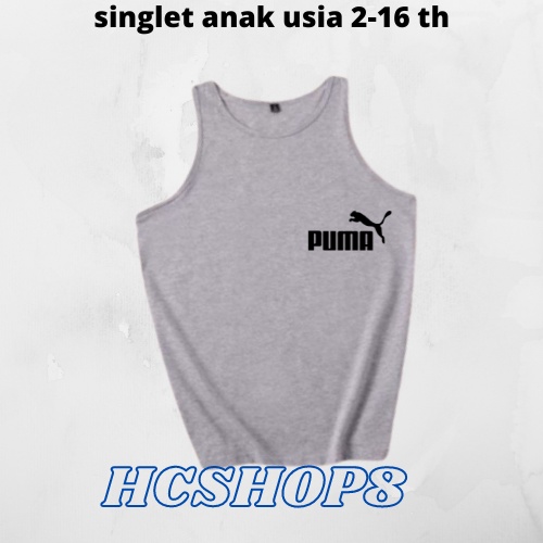 Singlet Anak Logo PUA Unisex Ideal Usia 2-16th Singlet Anak Anak Pakaian Anak Unisex