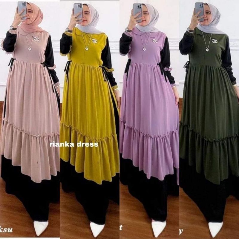 DRESS SUPER JUMBO RIANKA by RAYHANUN ld 90 sampai ld 140 150 160 170 180