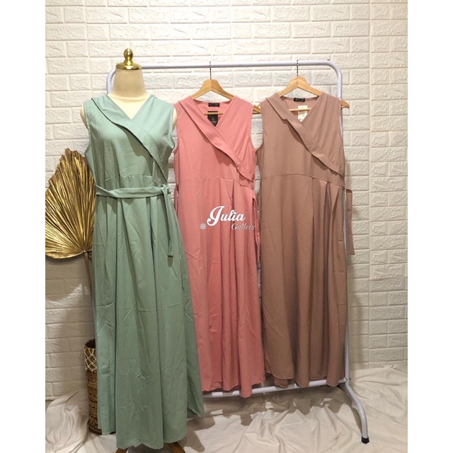 Overall dress gamis wanita overal polos muslim muslimah