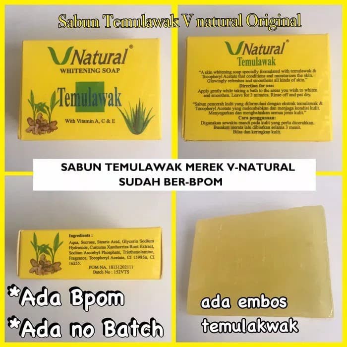 V Natural Sabun Temulawak Original BPOM - Sabun Temulawak V Natural