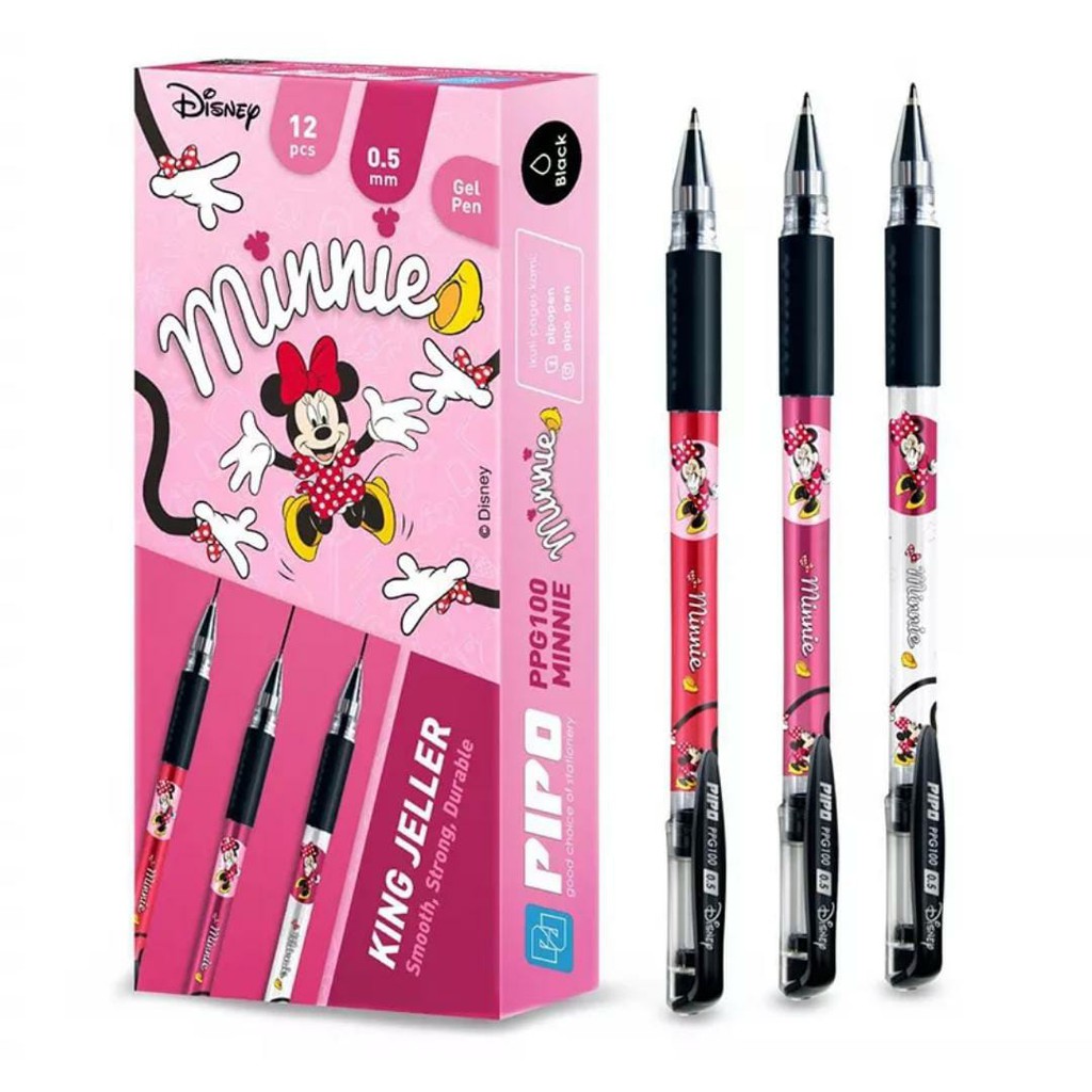 

PIPO pulpen gel minnie mouse disney ball pen pena tinta hitam 0.5mm - SATUAN murah bolpoin hitam