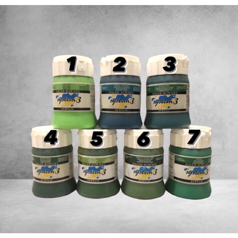 

Daler Rowney System 3 Acrylic Paint Cat Akrilik Murah Varian Warna Color Hijau Green 250ml 1/4 liter