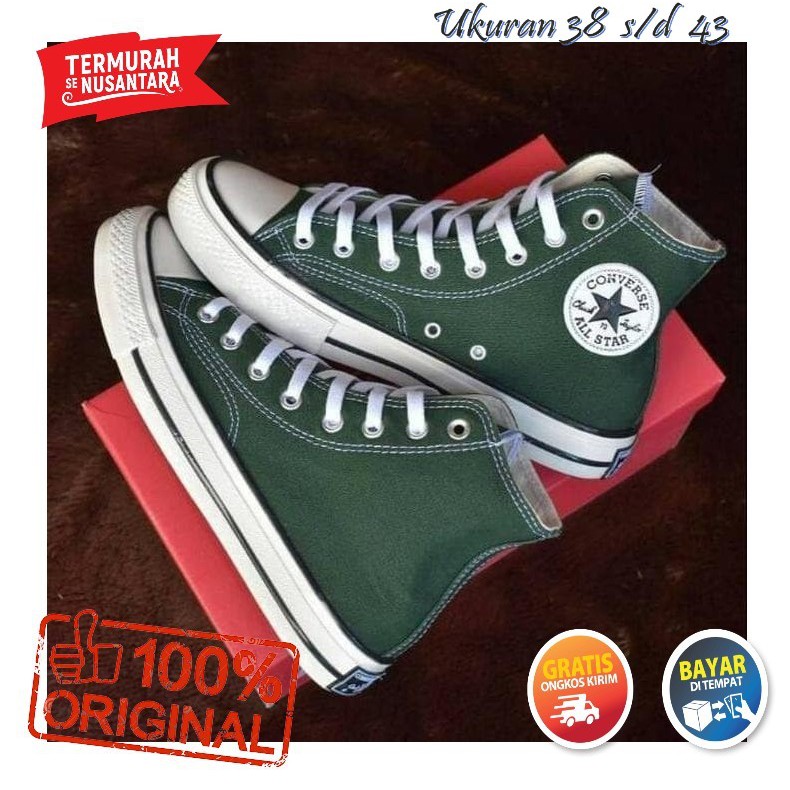 SyahwaOLshoP Sepatu Converse Canvas 12'Os Boot Hijau Army Premium Converse Hijau Army High Original