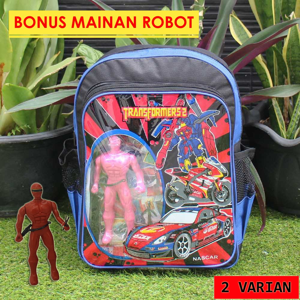 TAS ANAK TRANSFORMERS TAS SEKOLAH TAS RANSEL - GRATIS MAINAN ROBOT