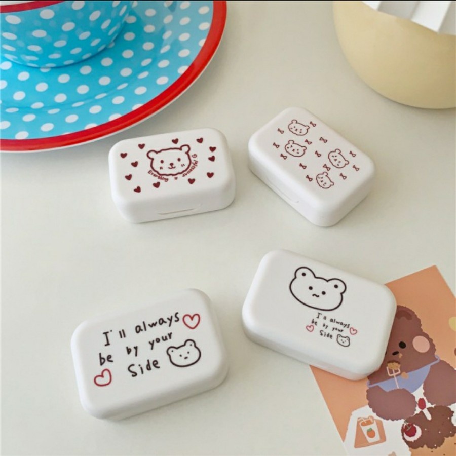 tempat softlens / softlens case white bear