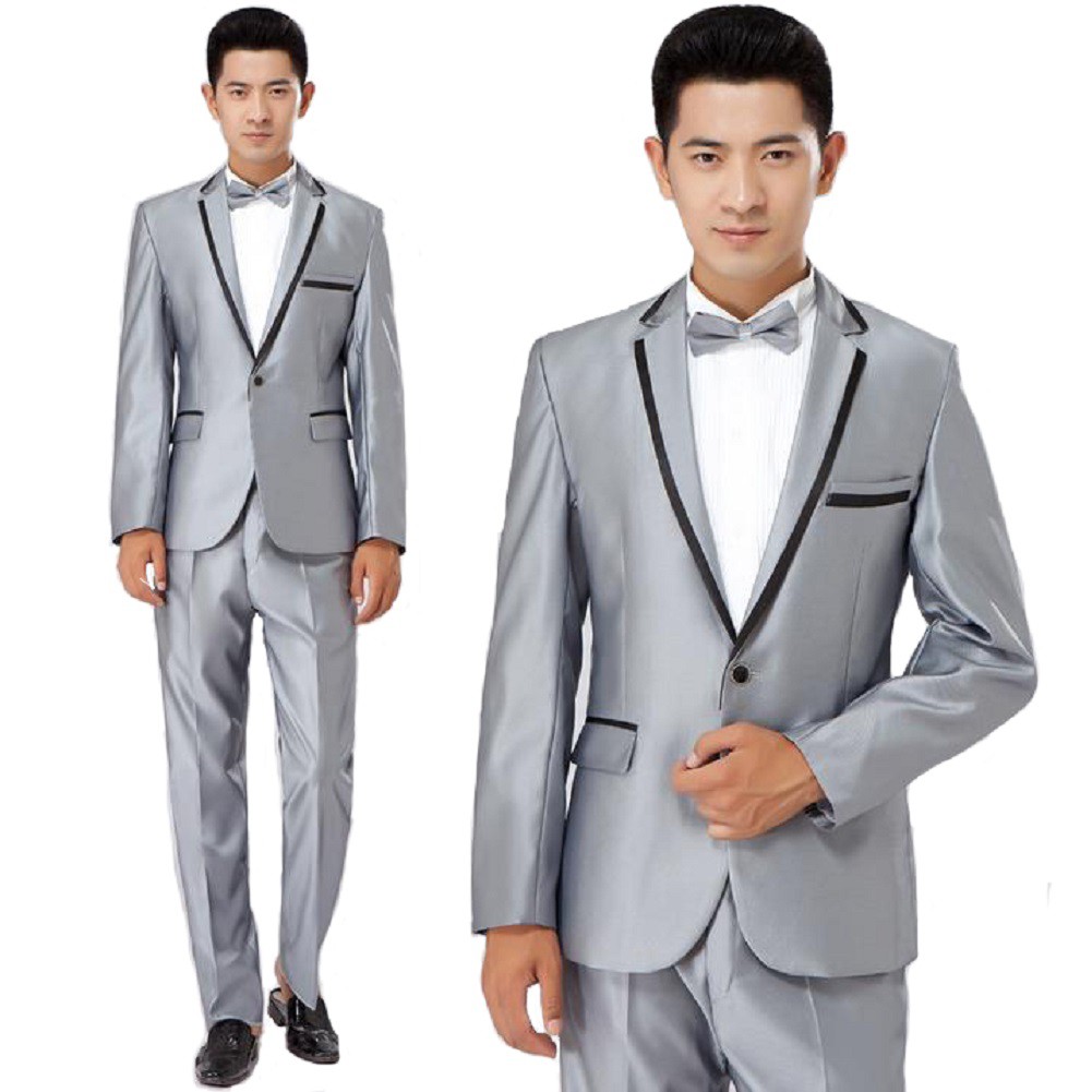 Setelan jas pria slimfit Kancing Satu Formal-Silver jas nikah-jas MC