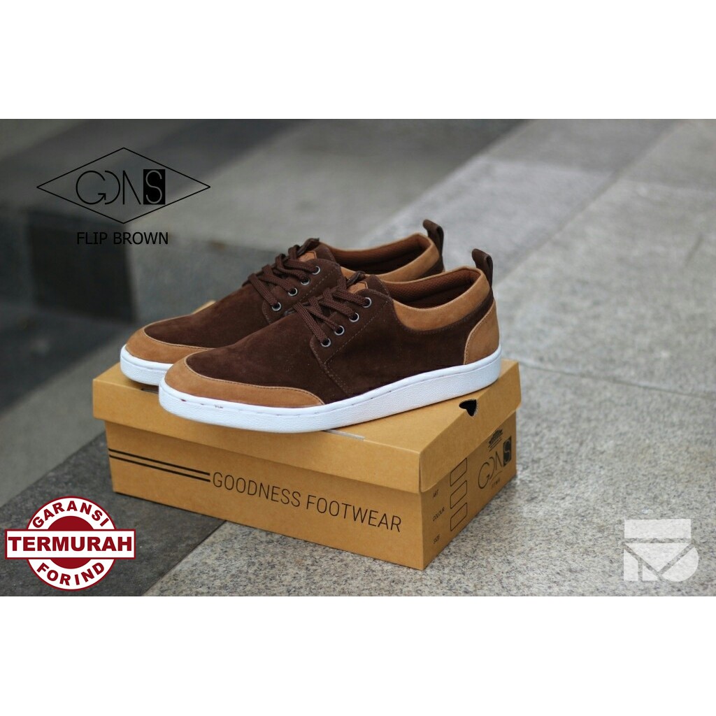 Flip Brown | Sepatu Kets Sporty Santai Kasual Laki Pria Cowok Sneakers Footwear Ori | FORIND x GDNS